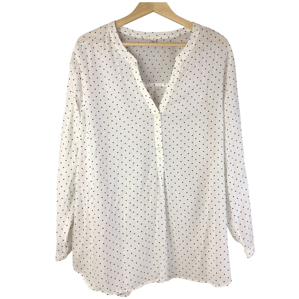 Old Navy Polka Dot Tunic Top XXL White Black Minimalist Casual Cotton Light